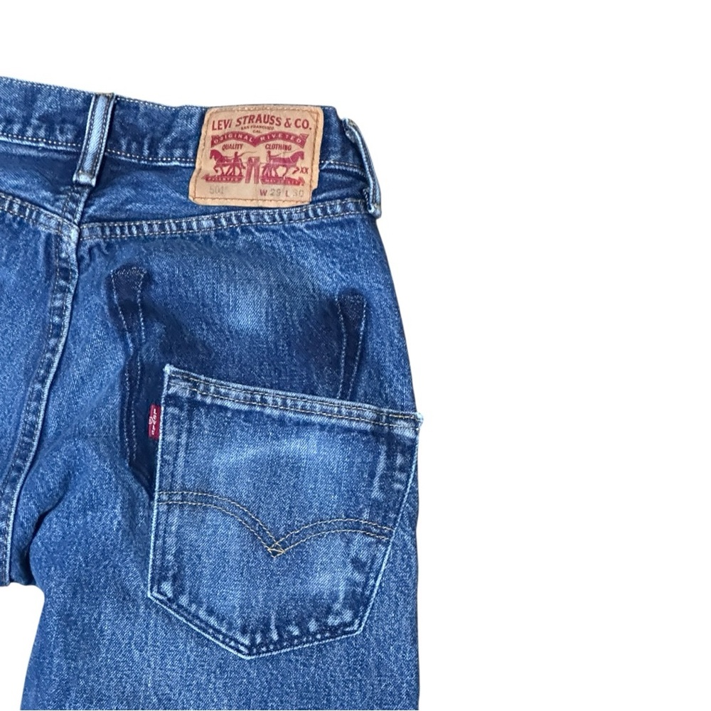 Levi's x Sausalito Blue Upcycled Patchwork 501 Denim Blue Jeans Size 29 x 30 - Picture 4 of 8